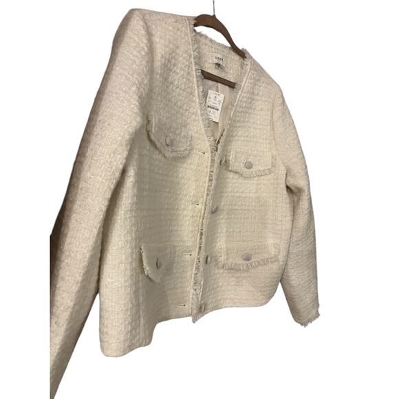 NWT J. Crew Women’s Wool Blend Tweed Jacket Gold Buttons Off White 18 Pockets - Picture 2 of 7